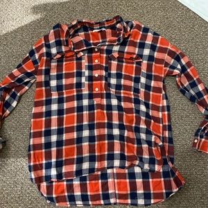 Plaid high/low long sleeve
